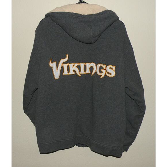 NFL Pro Line Minnesota Vikings Men’s Med Fleece Lined Zip Hoodie Sweatshirt Gray - Picture 3 of 3